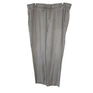 James Perse gray 100% linen pull on high rise elastic waist pants size 4 US XL